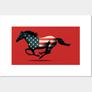 horse, usa flag Posters and Art